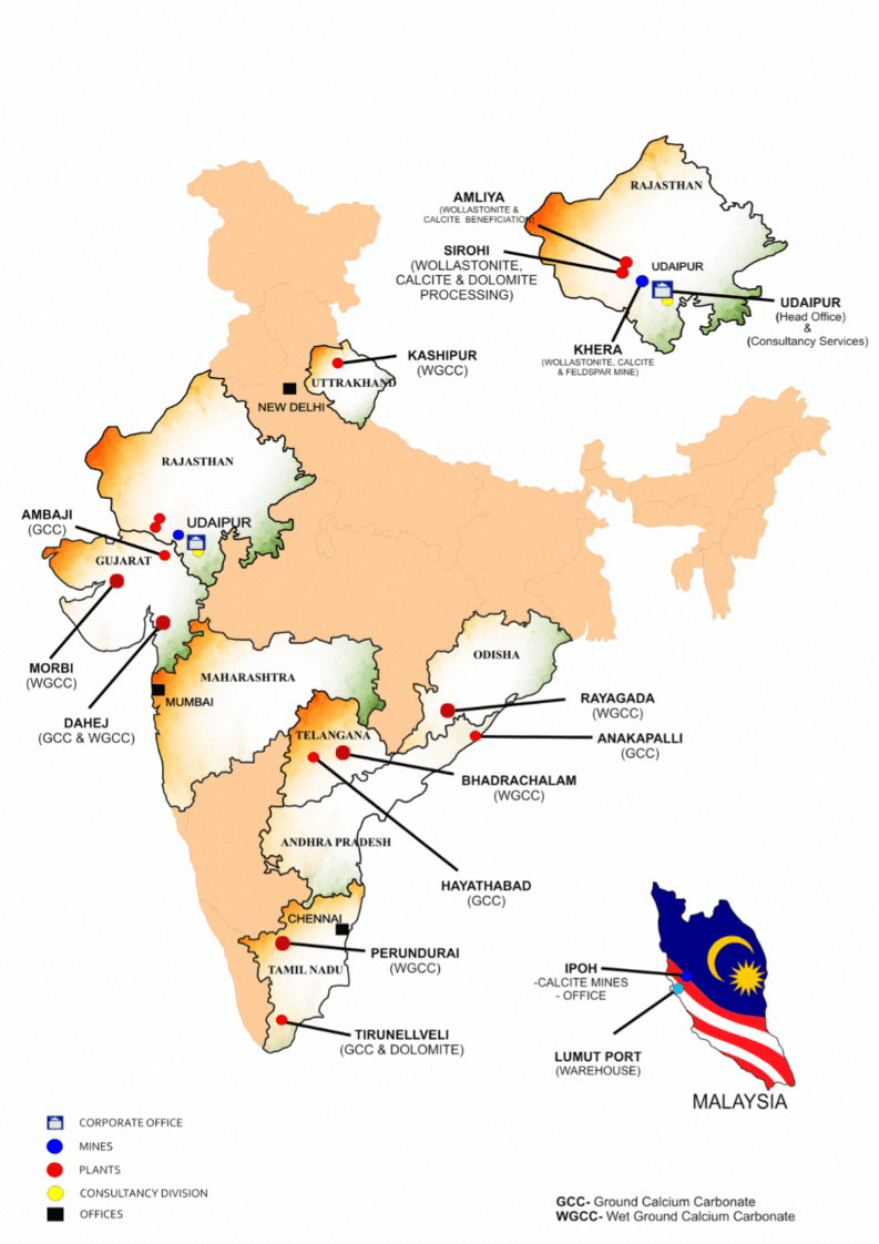 Wet Ground Calcium Carbonate (WGCC) location map